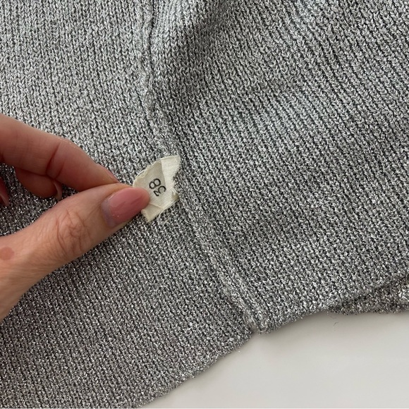 Vintage Metallic Silver Gray Two Piece Knit Set Cardigan and Pants Size S EU38 - Picture 6 of 14